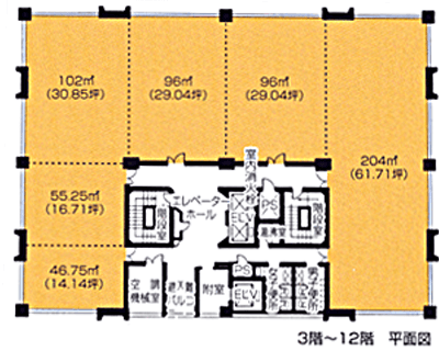 3階～12階　平面図